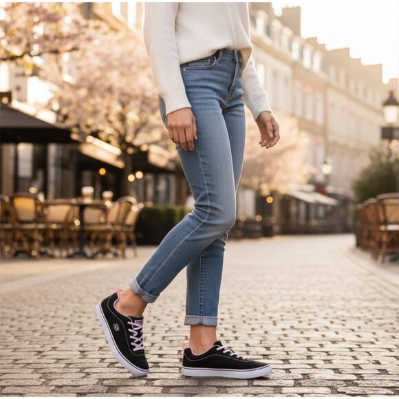 SKECHERS ✦ V'Lites Stitch N Stride Sneakers ✦ Black ✦ Pink ✦ Size 8.5 ✦ NWT - Picture 3 of 10